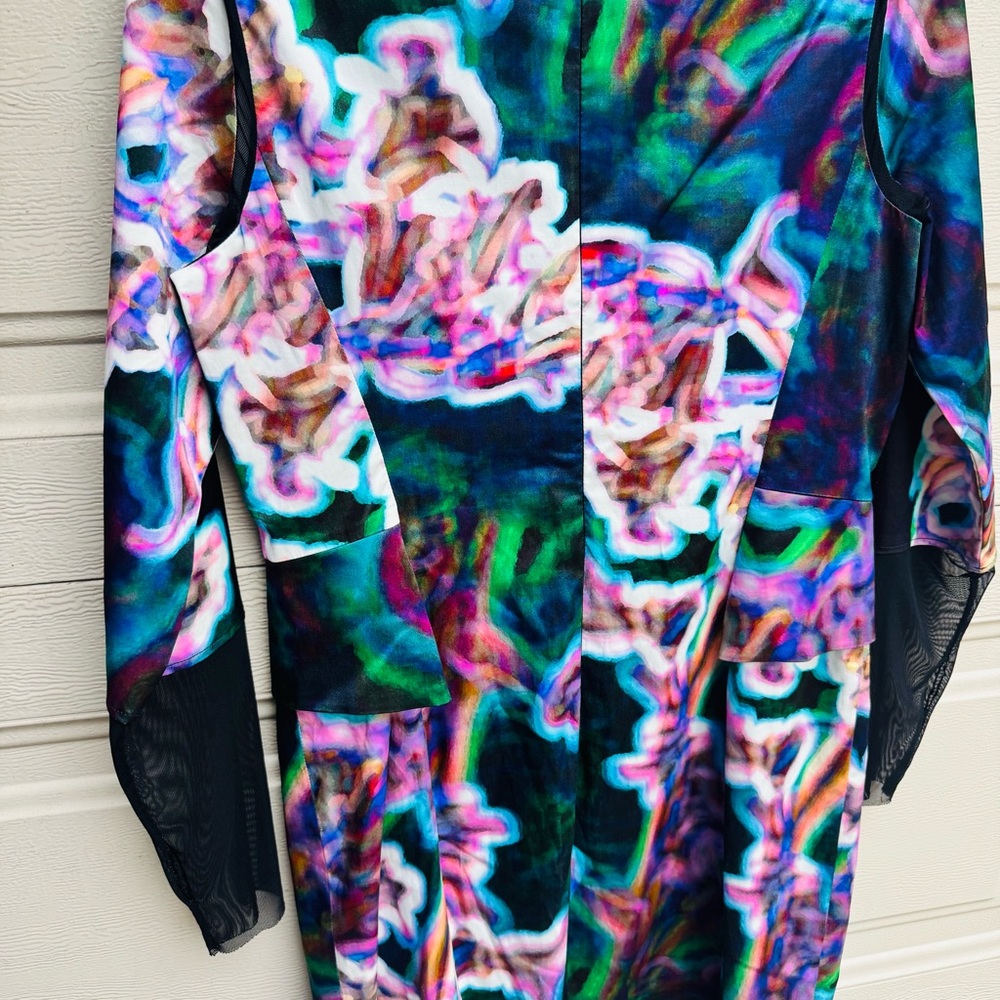 Milly Black and Purple Floral Long Sleeve Dress - Picture 8 of 11